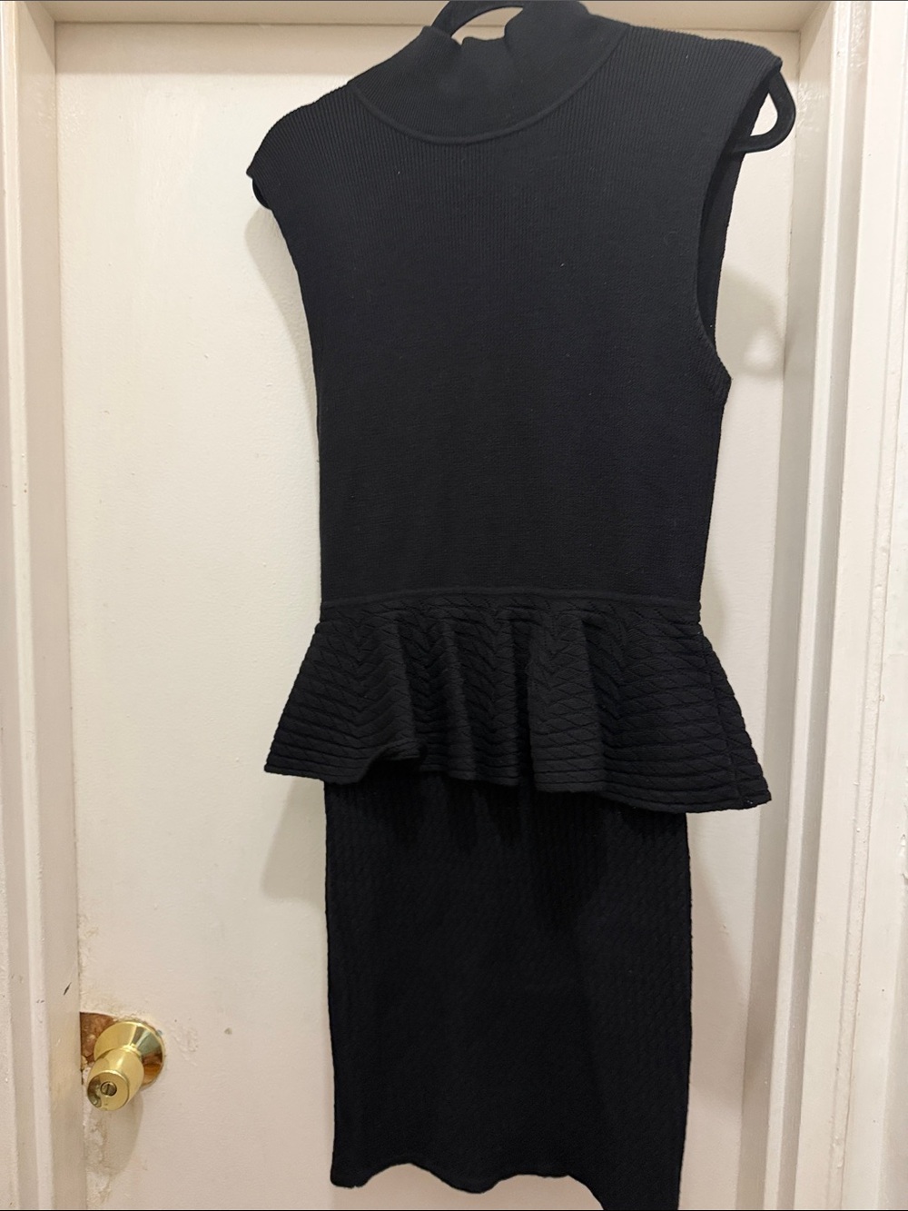 Alice + Olivia Black Sleeveless Peplum Dress